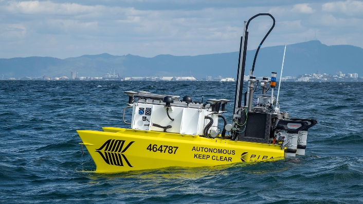 ReefCat autonomous surface vessel on the water