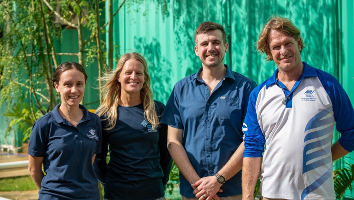Four scientists from AIMS and SECORE pose for photo