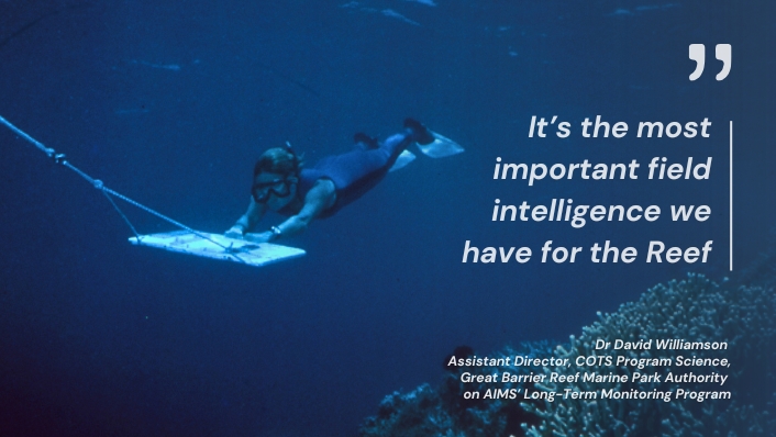 Quote graphic with manta tow diver