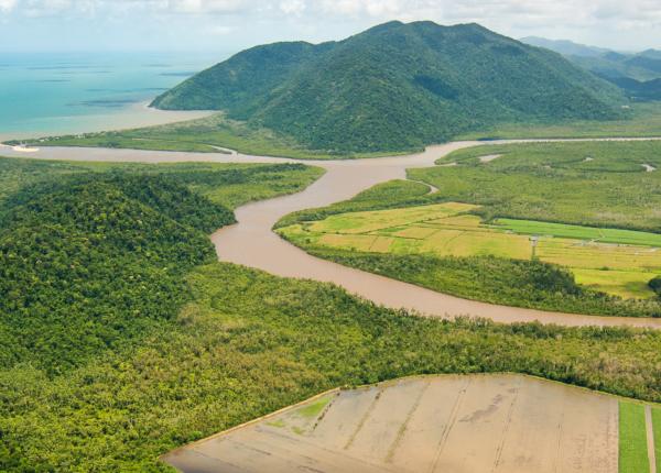 An aerial of flooded rivers