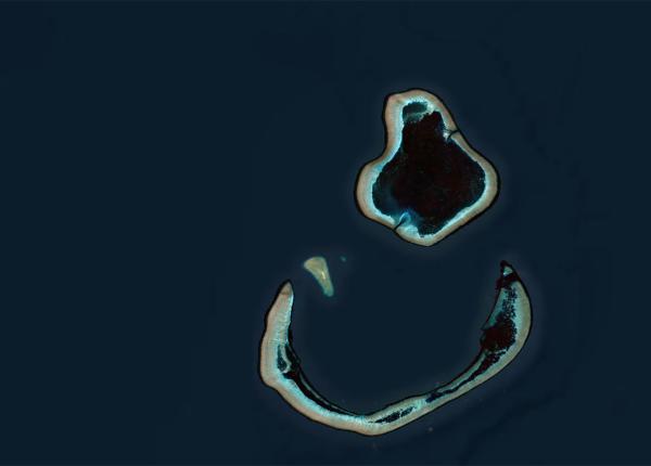 A satellite image of Scott Reef off Western Australia