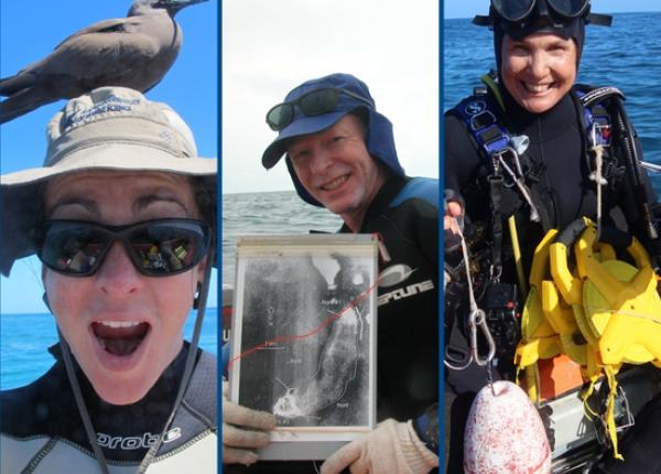 Marine scientist portrait composite
