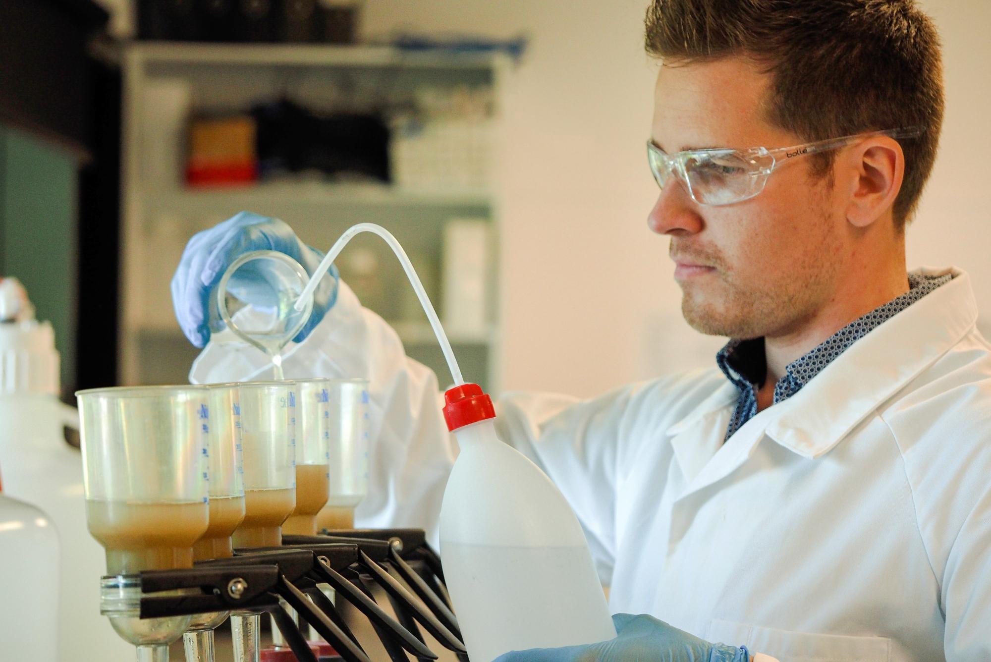 PhD Student Christopher Brunner conducting experiment 