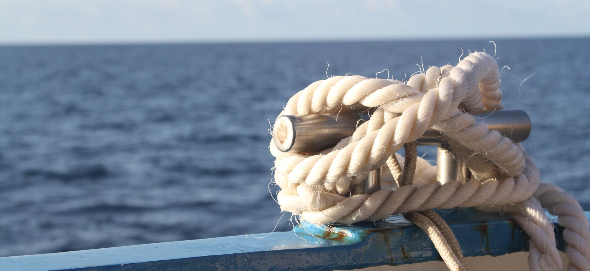 rope on a bollard on a boat