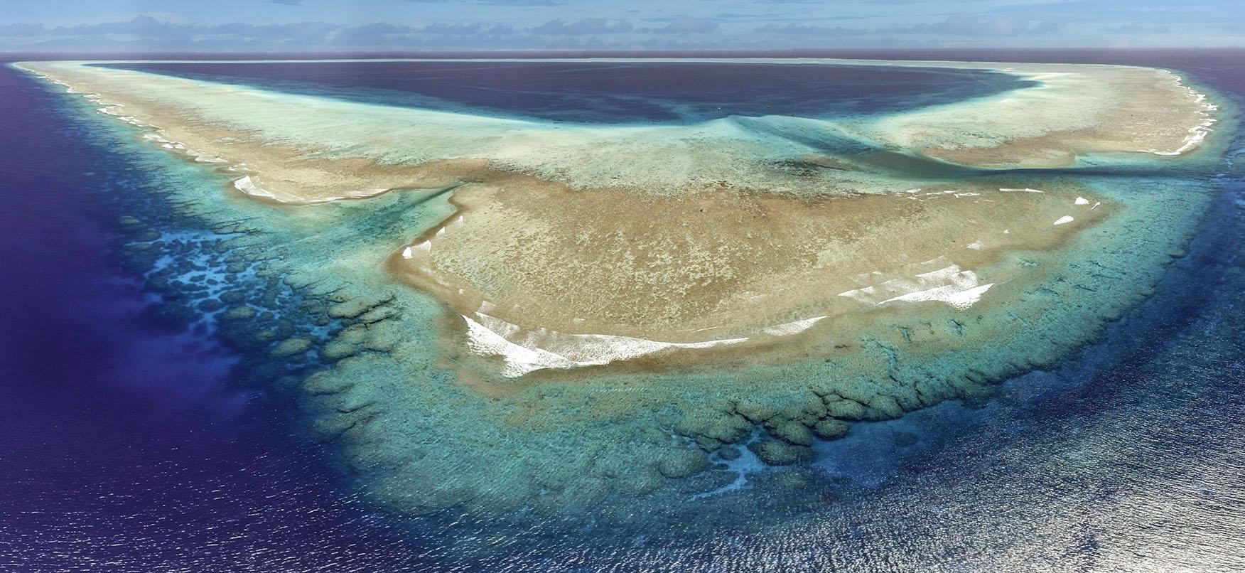 Aerial shot of Oceanic Reef at Seringapatam Reef WA photo by Nick Thake