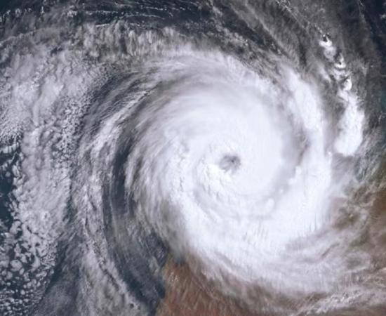 Satellite image of Cyclone Narelle over Ningaloo, Western Australia